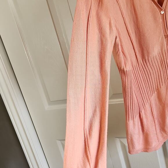 Jones New York Womens Salmon Colored Sweater Size 2X Lightweight Button Front - Picture 5 of 10